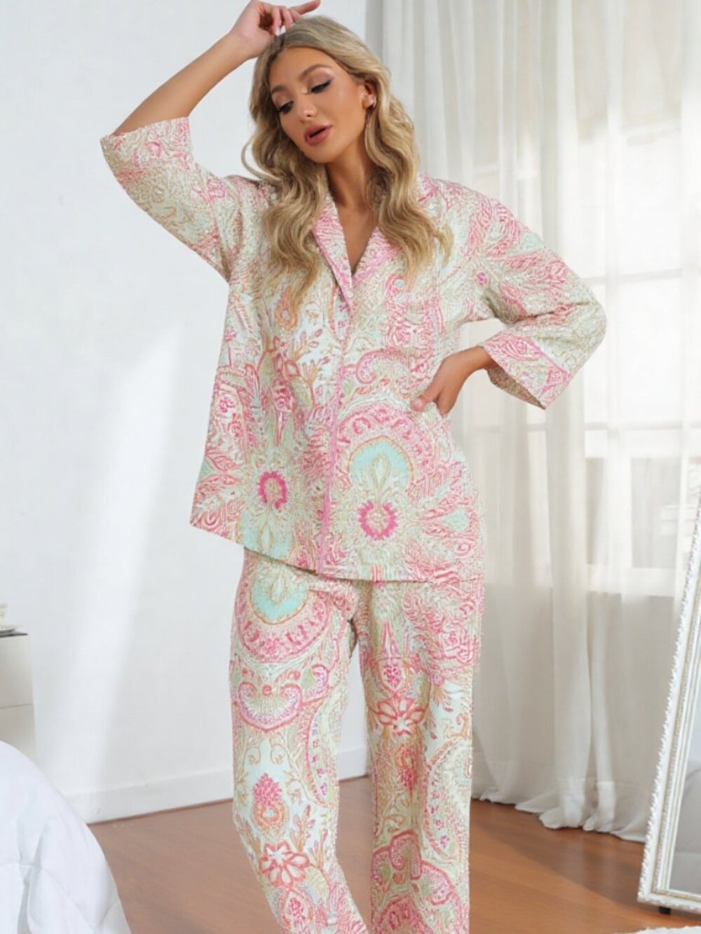 NWT RL Floral Cotton blend Lawn Sleep Set/ pagama XS